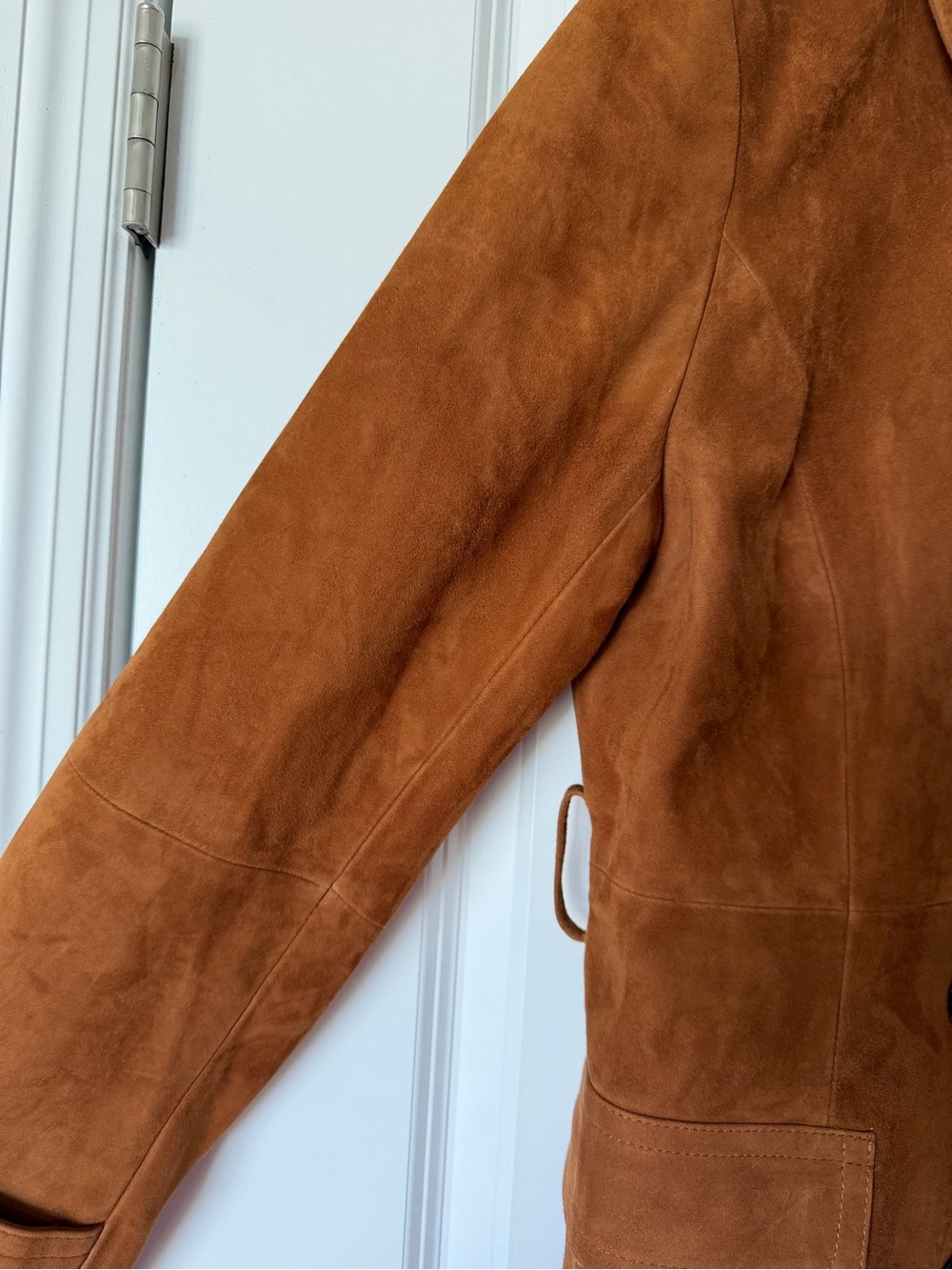 Talbots Brown Suede Double-Breasted Trench Coat - Picture 12 of 15